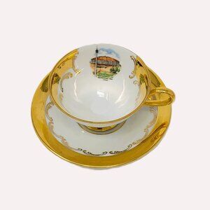 Edelstein | Gilded Demitasse Cup Saucer Vintage Bavaria Porcelain